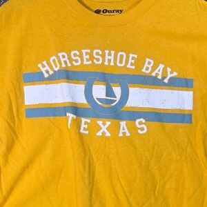 Ouray T-Shirt Mens Medium Yellow Horseshoe Bay Texas Graphic Sailboat Tee